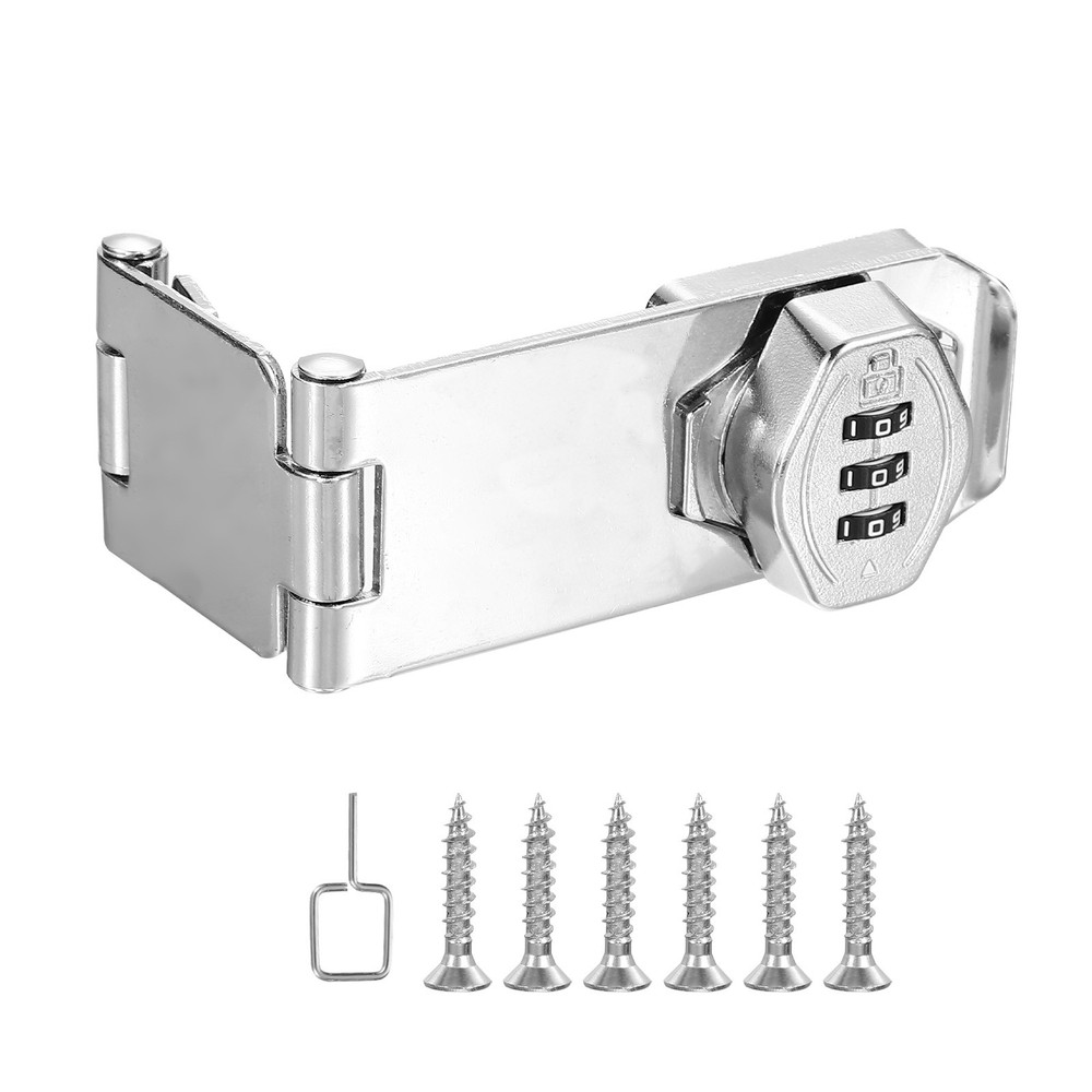 Combination Rotary Hasp Locks Security Door Latch Lock 3 Digit Password Silver