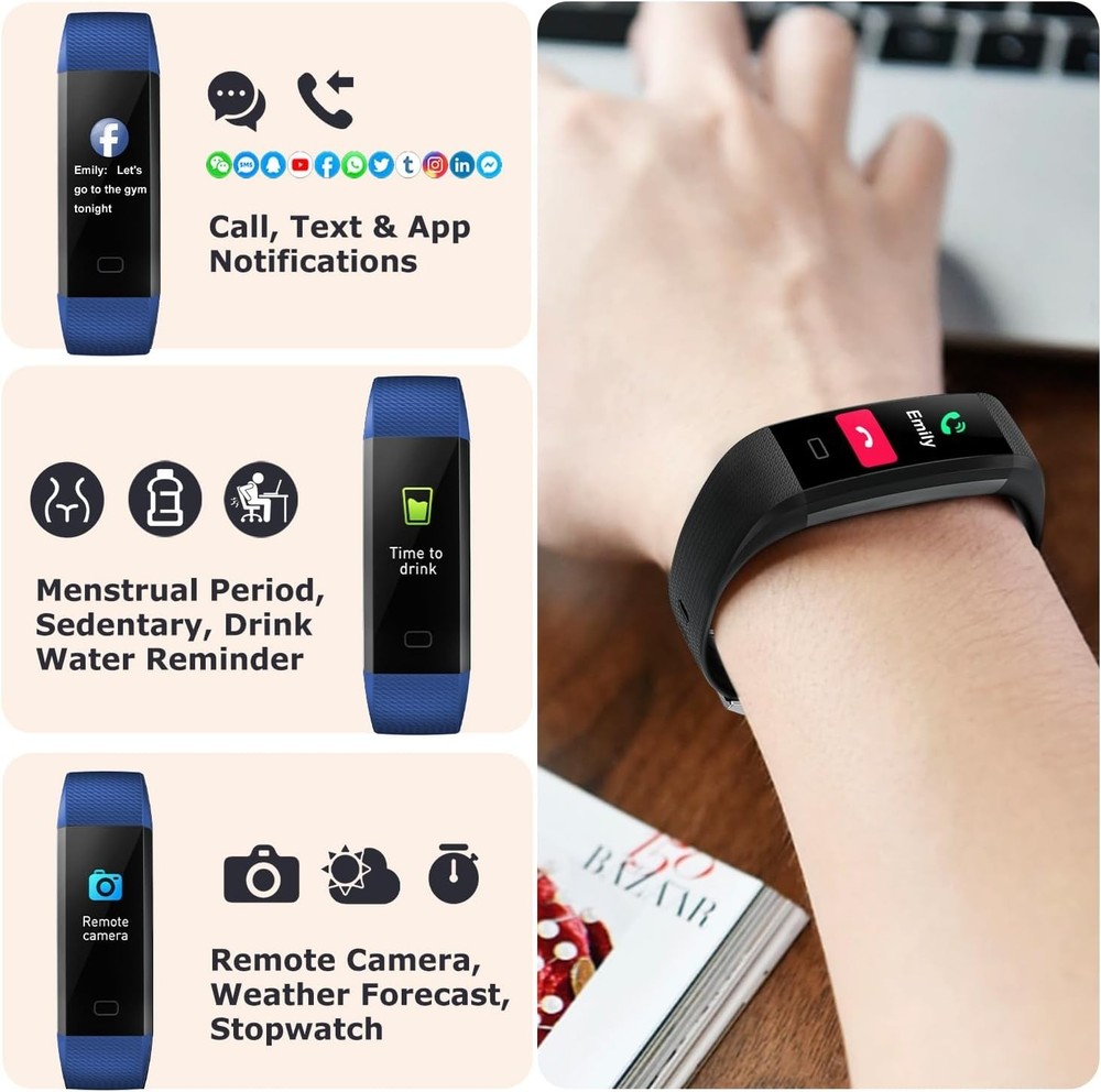 Fitness Tracker with Step/Distance/Calories Counter, Activity Tracker with He...