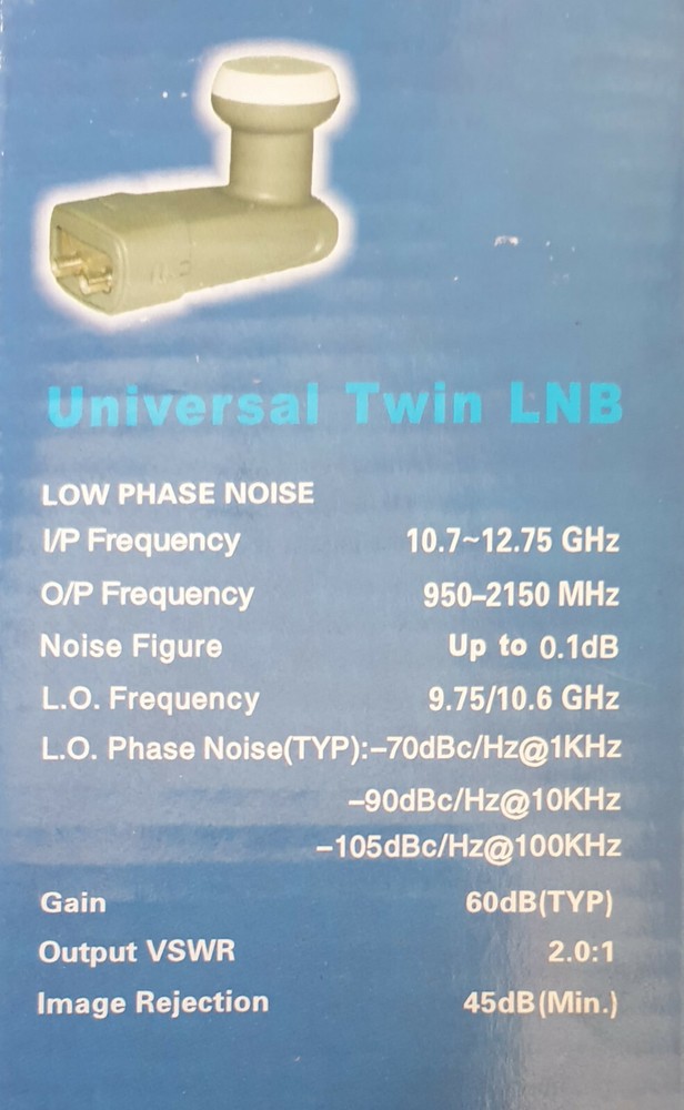 LNB Twin outputs - ICECRYPT Universal - High Gain 60db