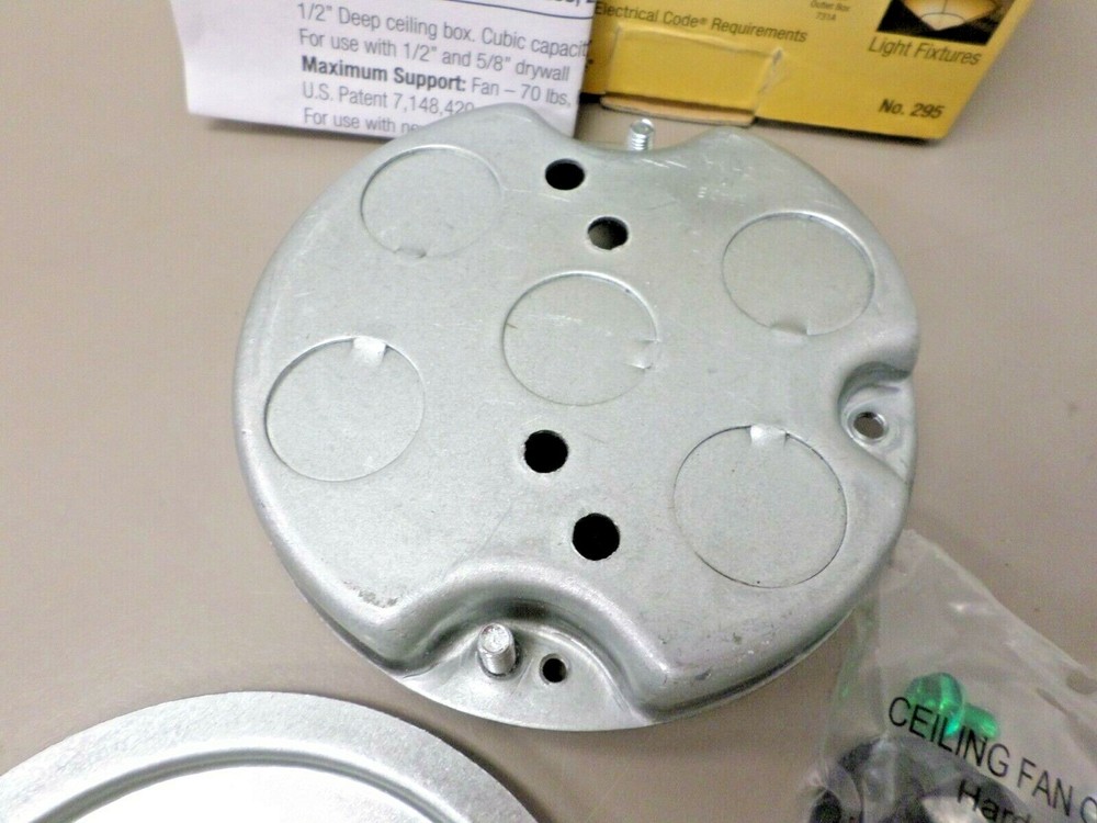 Hubbell Raco 295 4"" Round x 1/2" Deep Metal Ceiling Fan Pan