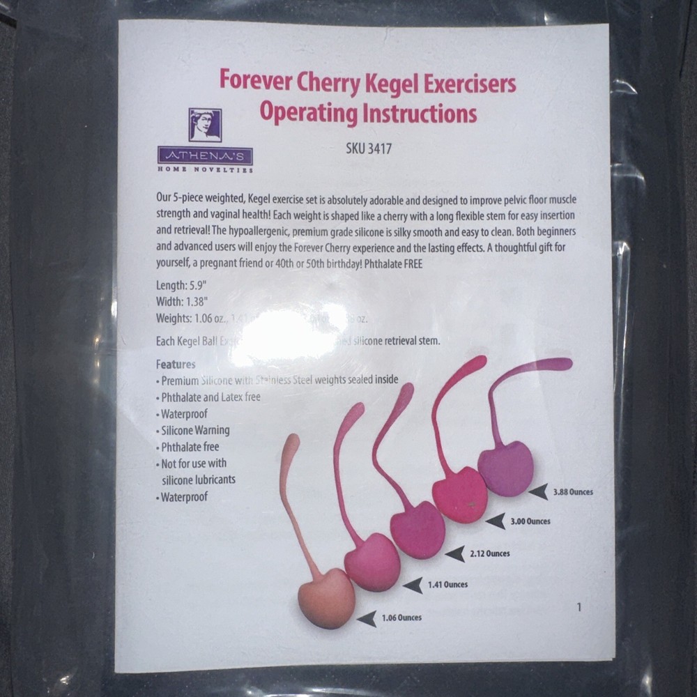 NEW Kegel Exercise Weights, Forever Cherry, 5 Piece, Athena’s