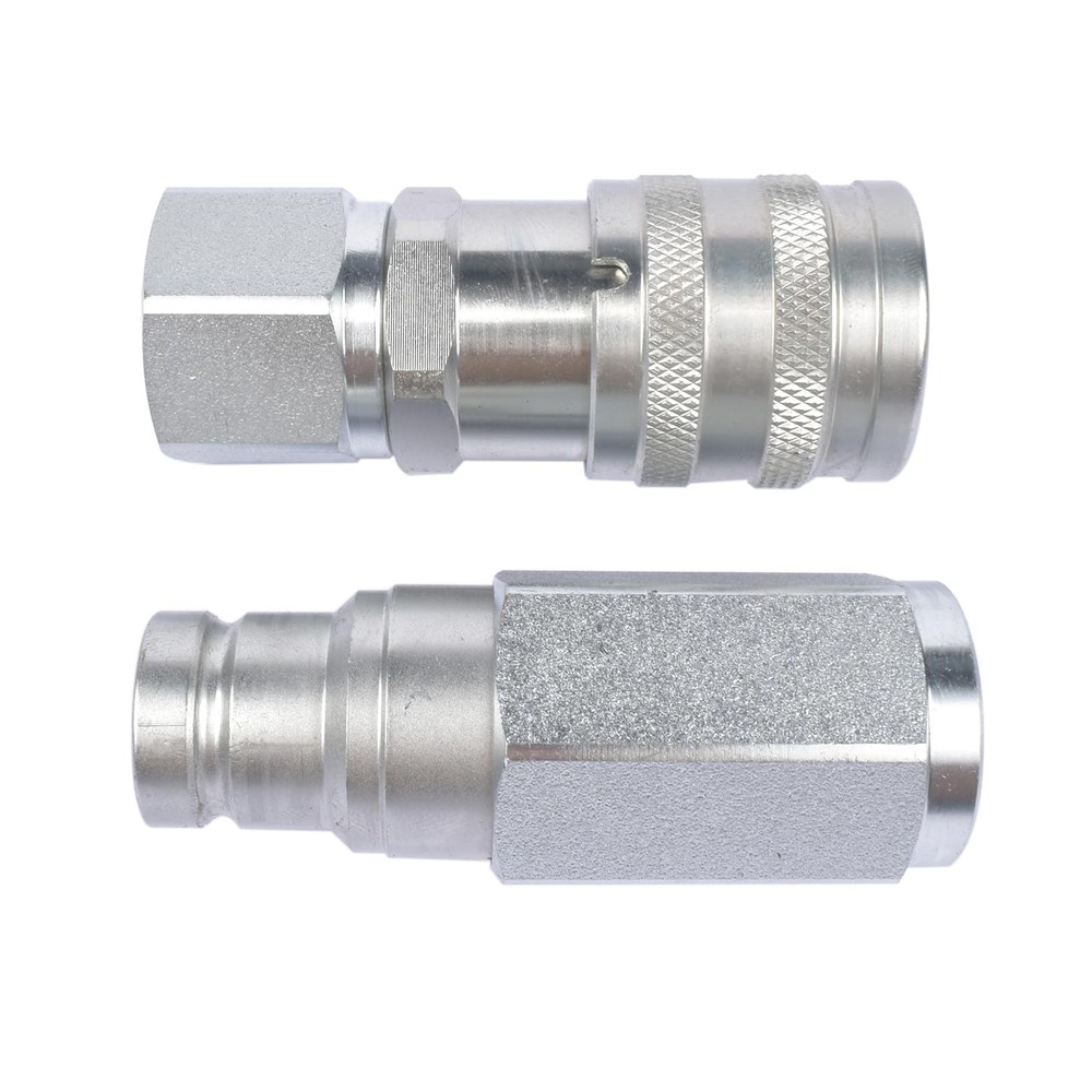 3/8" Flat Face Hydraulic Quick Connect Coupler Coupling Set w/Dust Caps, 3/8"...