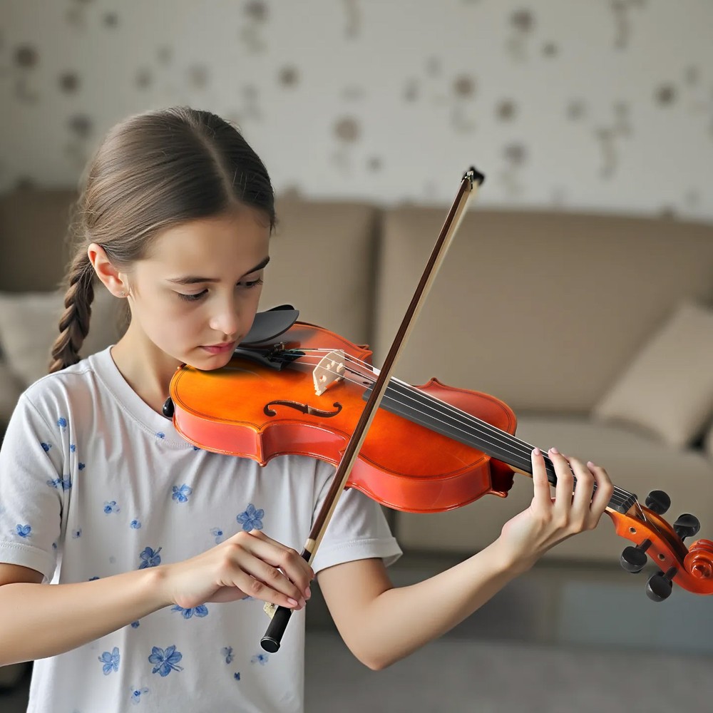 1/2 Size Maple Solid Wood Violin Fiddle Set with Case Bow Rosin Strings Tuner