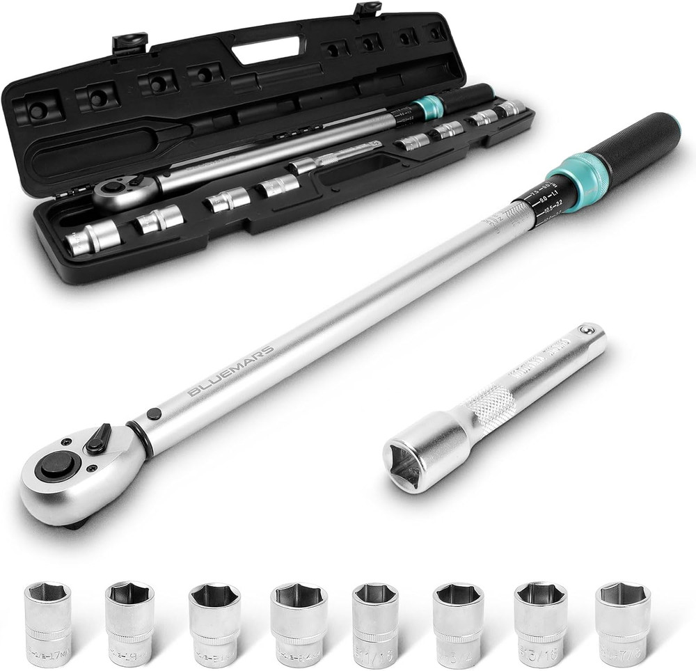 8PCS Adjustable Click Torque Wrench Set 60-330Nm Dual-Direction Drive