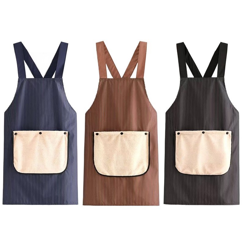 Kitchen Apron with Towel Pocket Waterproof Cross Back Aprons Adjustable Apron