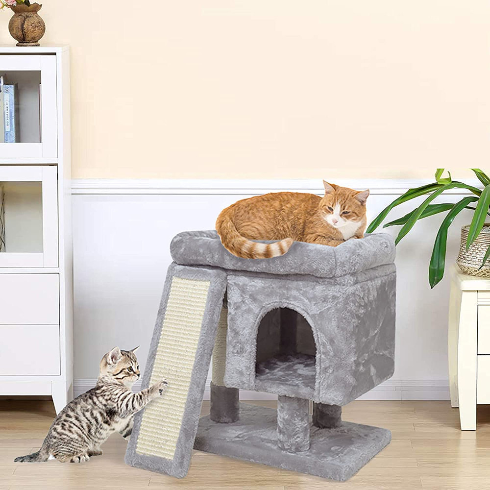 Small Cat Tree for Indoor Cats, Cat Tower with Scratching Post, Modern Activity