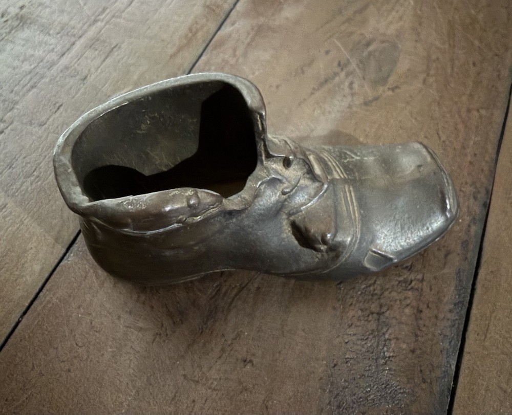 Peerage England Brass Boot Match Holder Striker Fireplace Decor Heavy