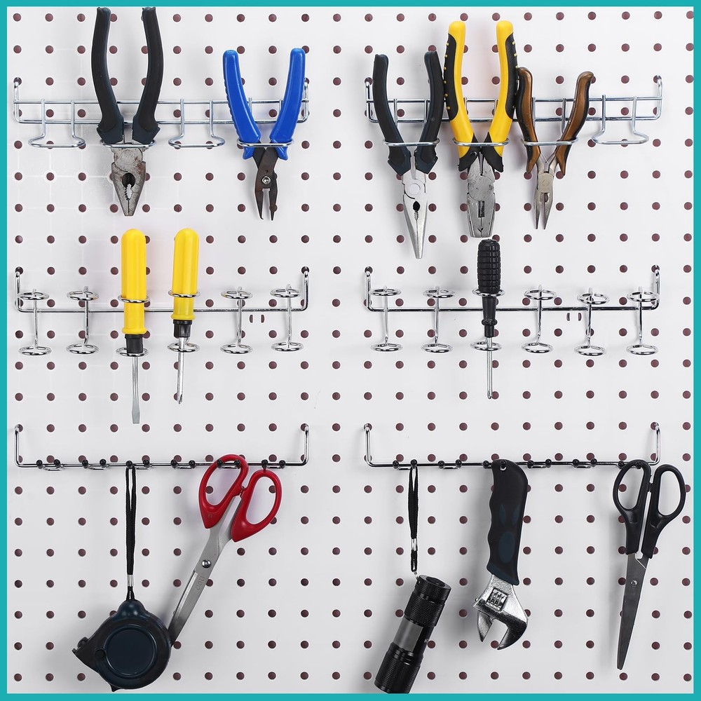 6 Pcs Pegboard Screwdriver Holders Organizer Pegboard Plier Holders Stainless...