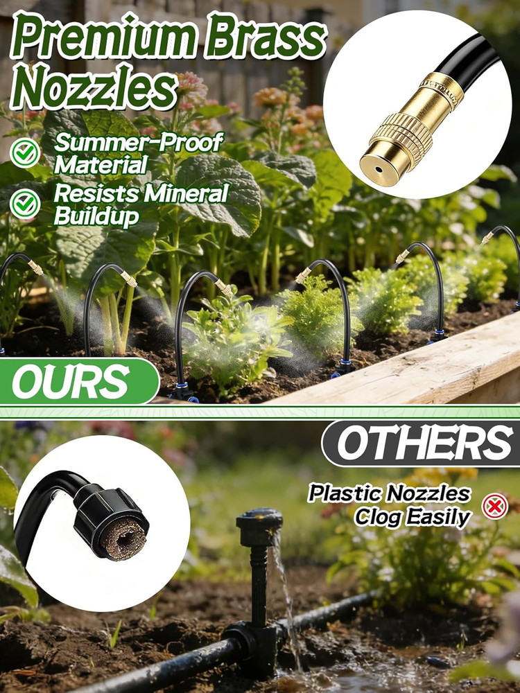 49Ft Drip Irrigation System Kit - Includes 15Pcs 360° Adjustable Sprayers, 5/16"