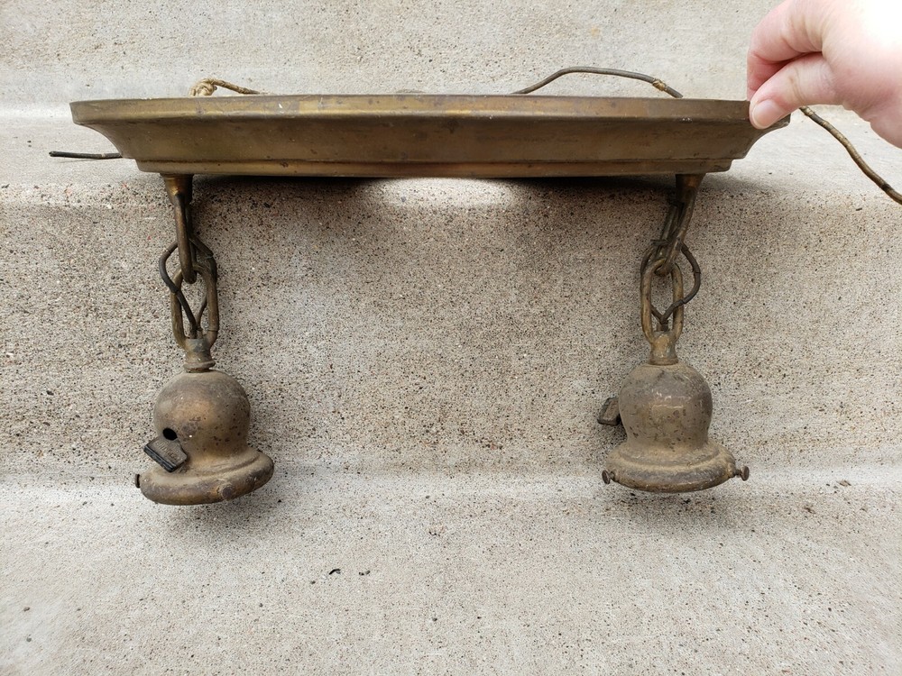 Vintage / Antique Victorian Ceiling Light 2 Lights Electric