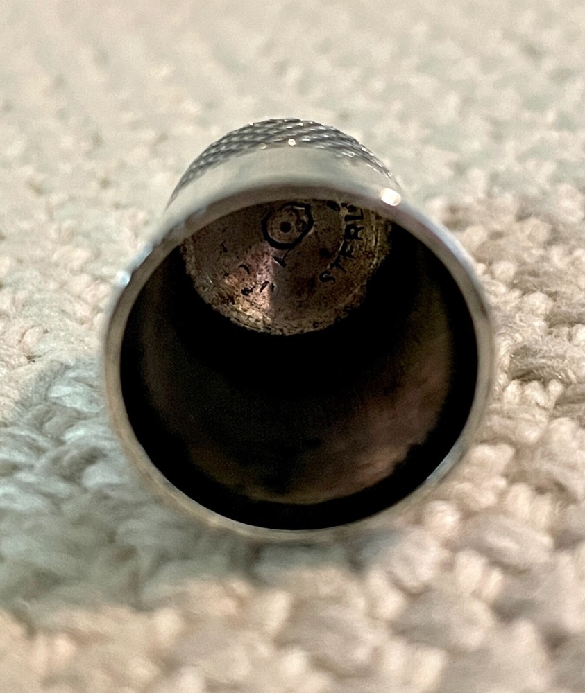 Vintage #8 Sterling Silver Thimble, Monogrammed, Marked