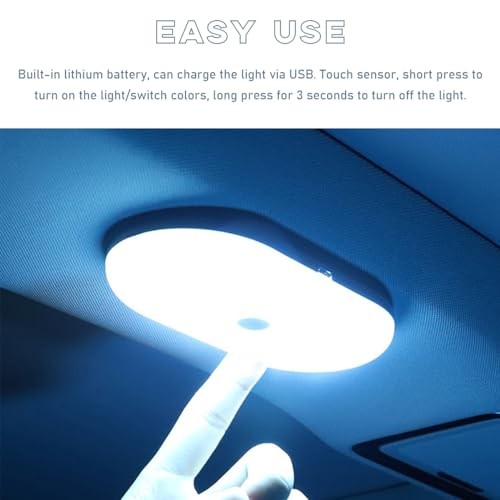 Car Interior Ceiling Roof Light, 3 Color Auto Dome Light Reading Light,