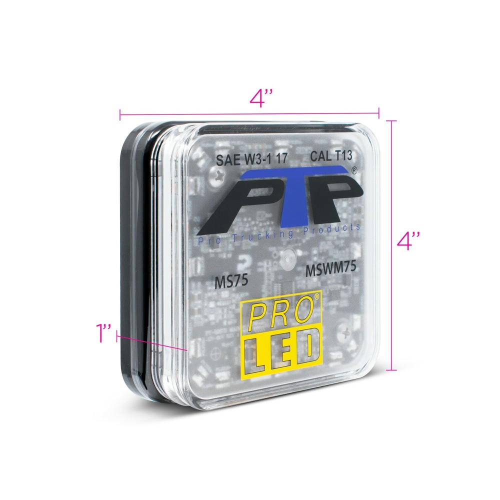 4" Square Permanent Mount LED Warning Light With 10 Selectable Flash Patterns