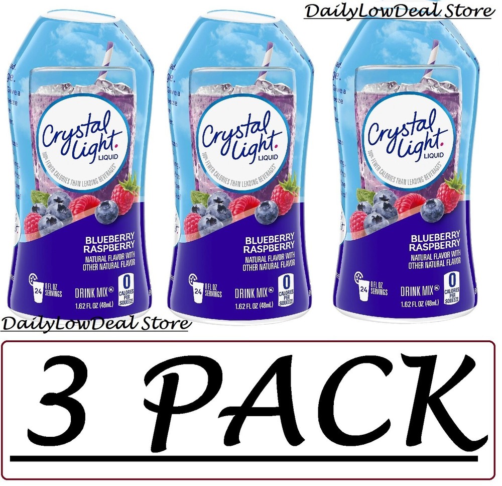 3 PACK - Crystal Light Blueberry Raspberry Liquid Water Enhancer 1.62 oz EACH