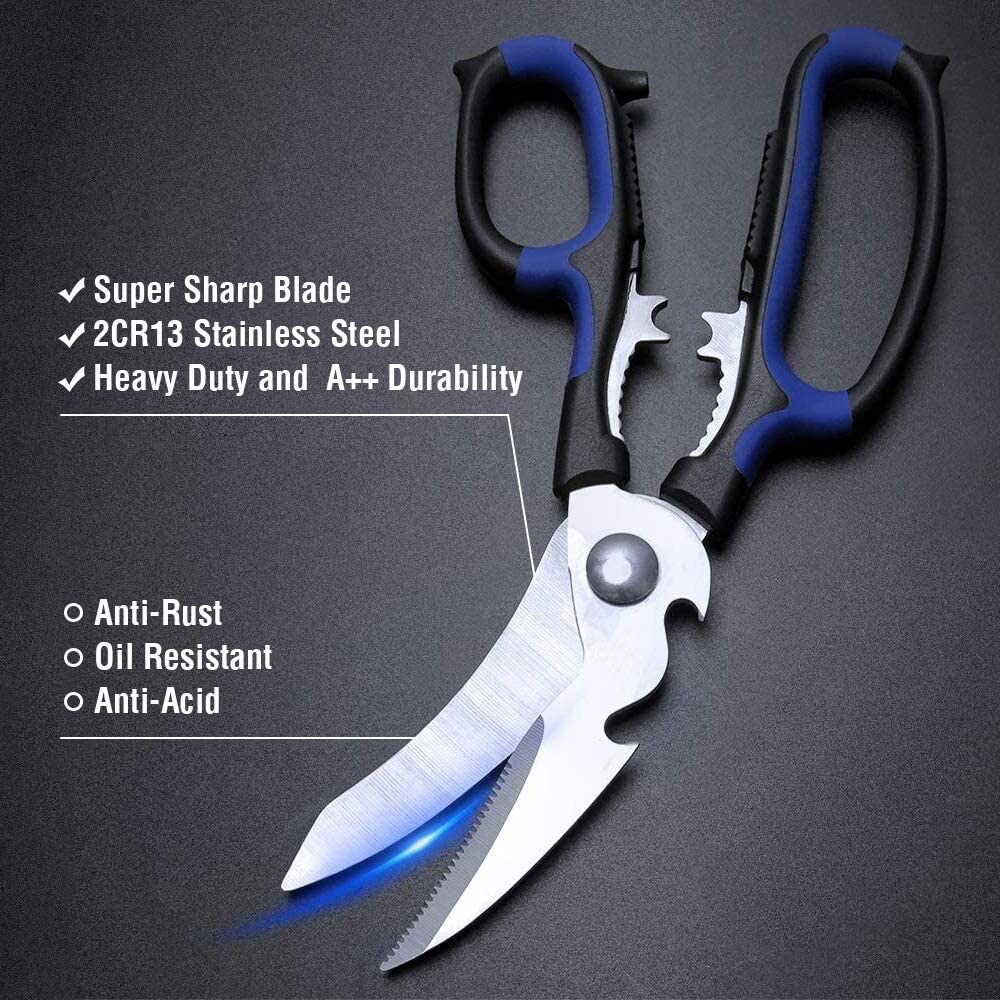 Heavy Duty Kitchen Shears with Unique Curve Blade, Multi-purpose Scissors