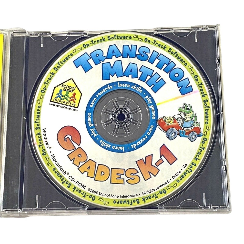 School Zone Transition Math K-1 CD-ROM Educational Homeschool Computer Game