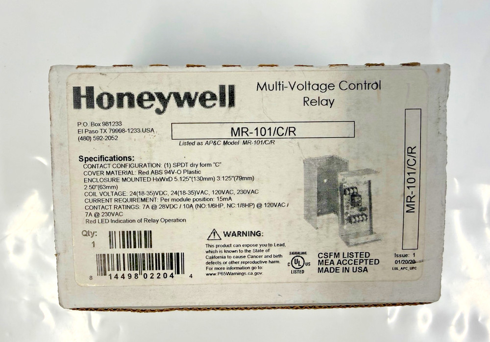 Honeywell MR-101/C/R Multi-Voltage Control Relay