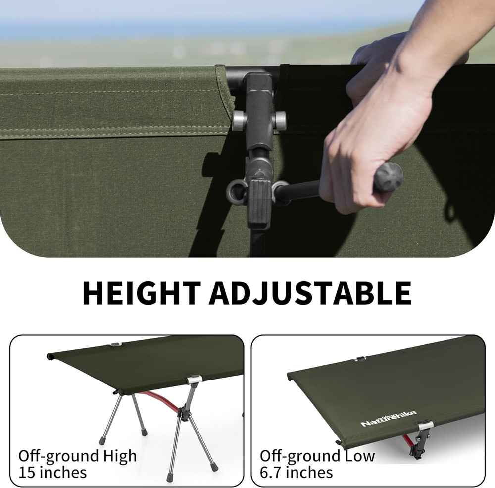 Armywild Folding Camping Cot, Height Adjustable Ultralight Backpacking Cot, Port