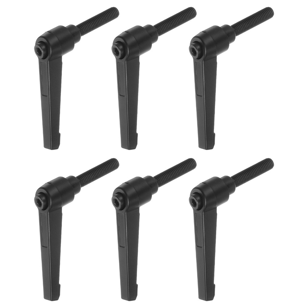 6pcs M8 x 40mm Threaded Stud Adjustable Clamping Lever Handle Bolt Knob Black