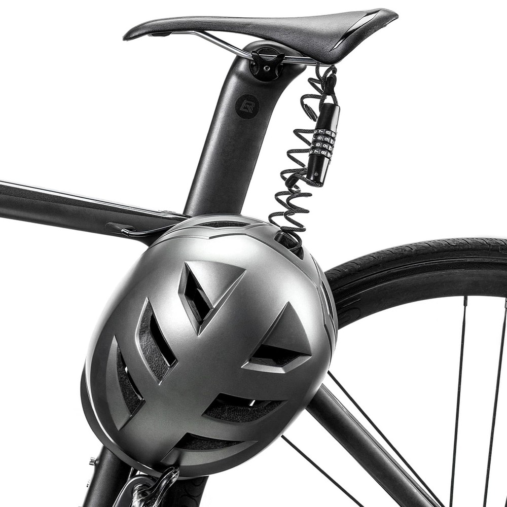ROCKBROS Motorcycle Helmet Lock - 4 Digit Retractable Cable for Black