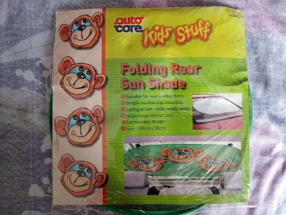 Fun Monkey Design Folding Rear Sun Shade With Suction Cup Mounting