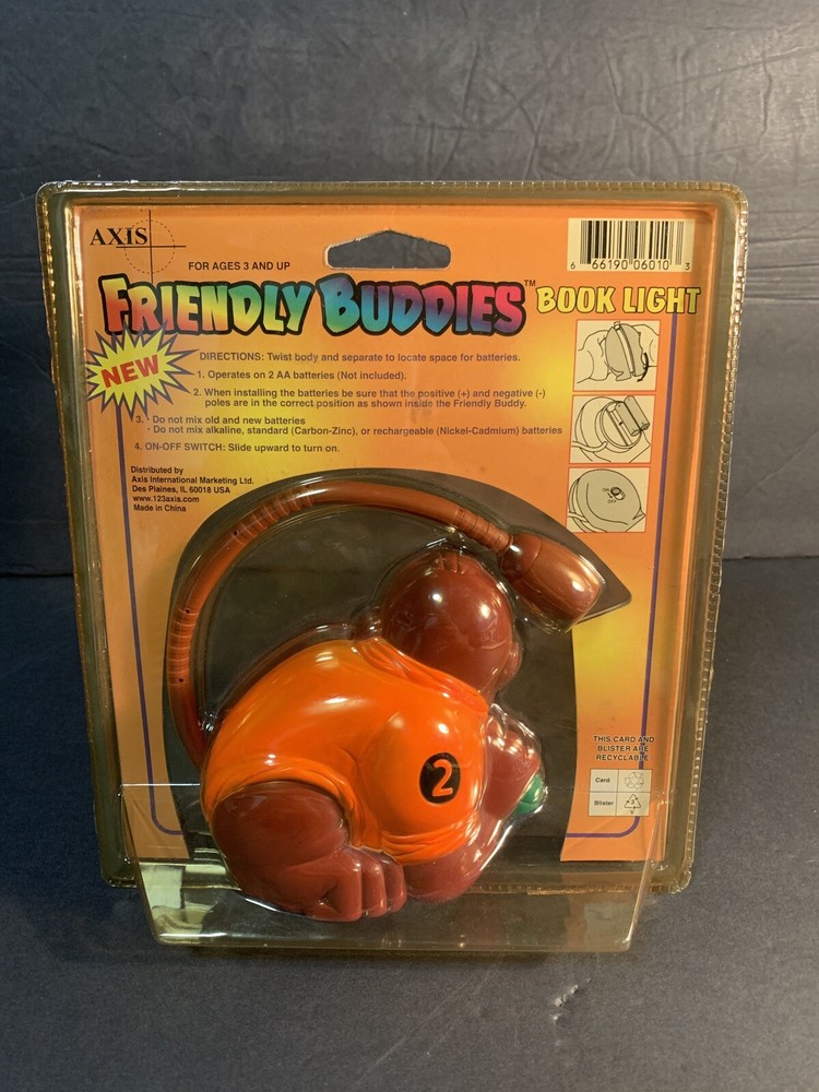 NEW IN BOX Axis Friendly Buddies Monkey Book Light Promotes Reading
