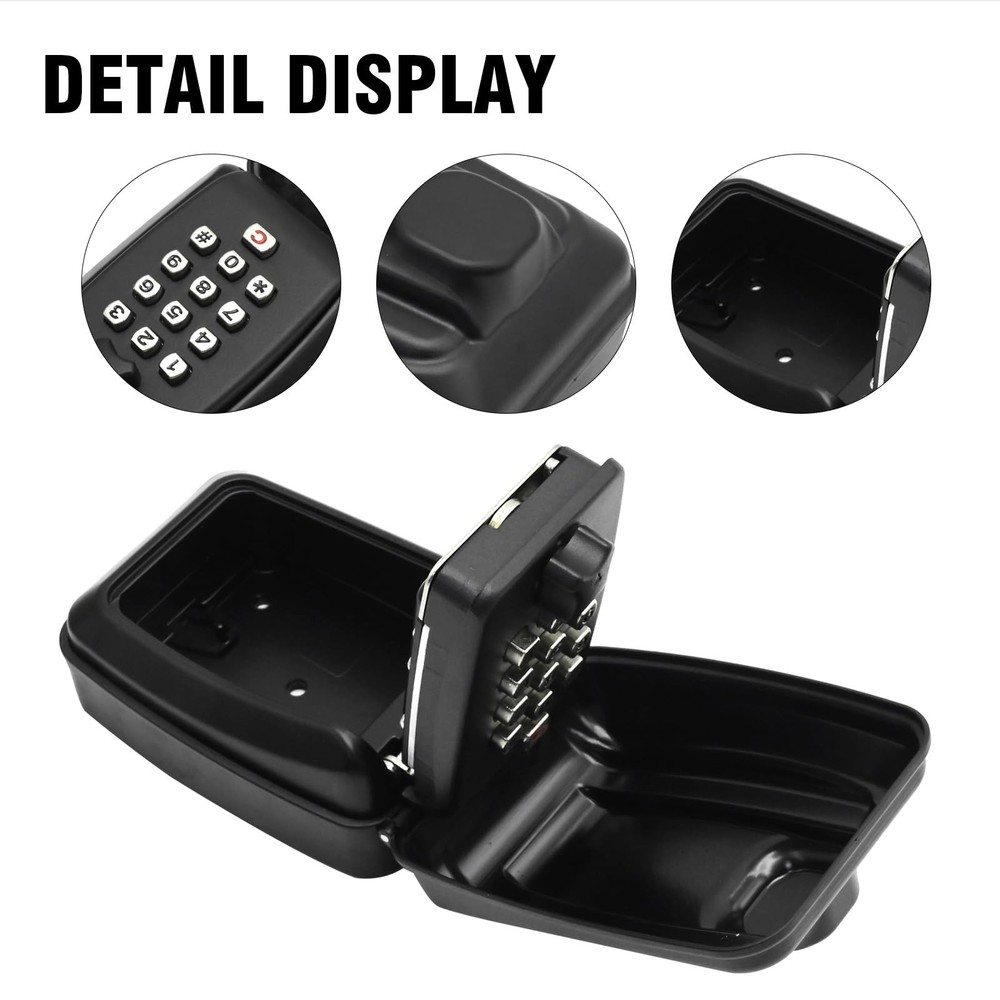 Key Lock Box Large Capacity 9 Digit Combination Lock Box Weatherproof Securit...