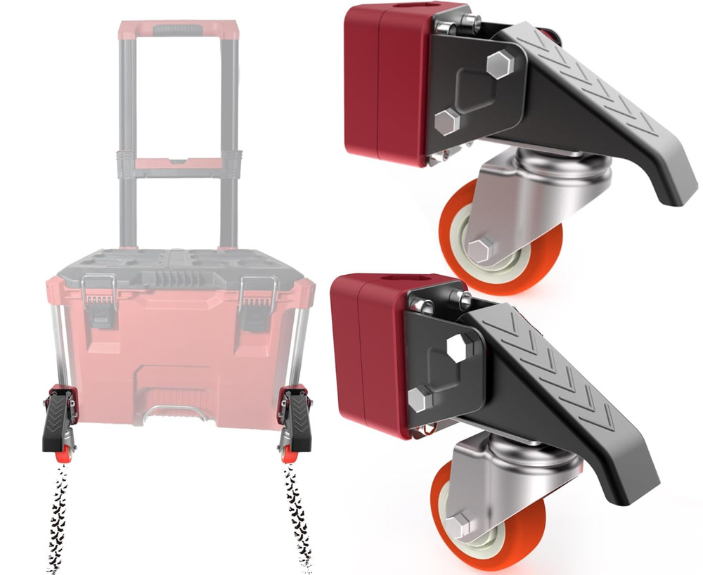 Front Wheels Upgrade Kit for Milwaukee Packout System - Easy Rolling Dolly Conve