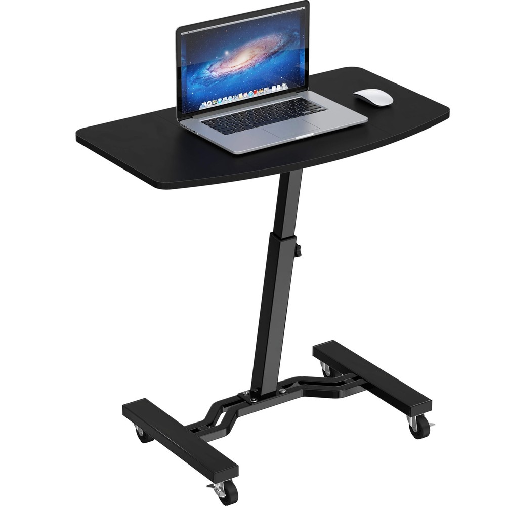 SHW Mobile Height Adjustable Laptop Rolling Standard - 15'' x 25'', Black