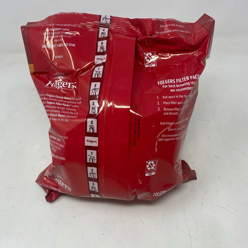 Folgers Classic Roast Filter Packs 10ct (0.9oz ea) Medium, Red