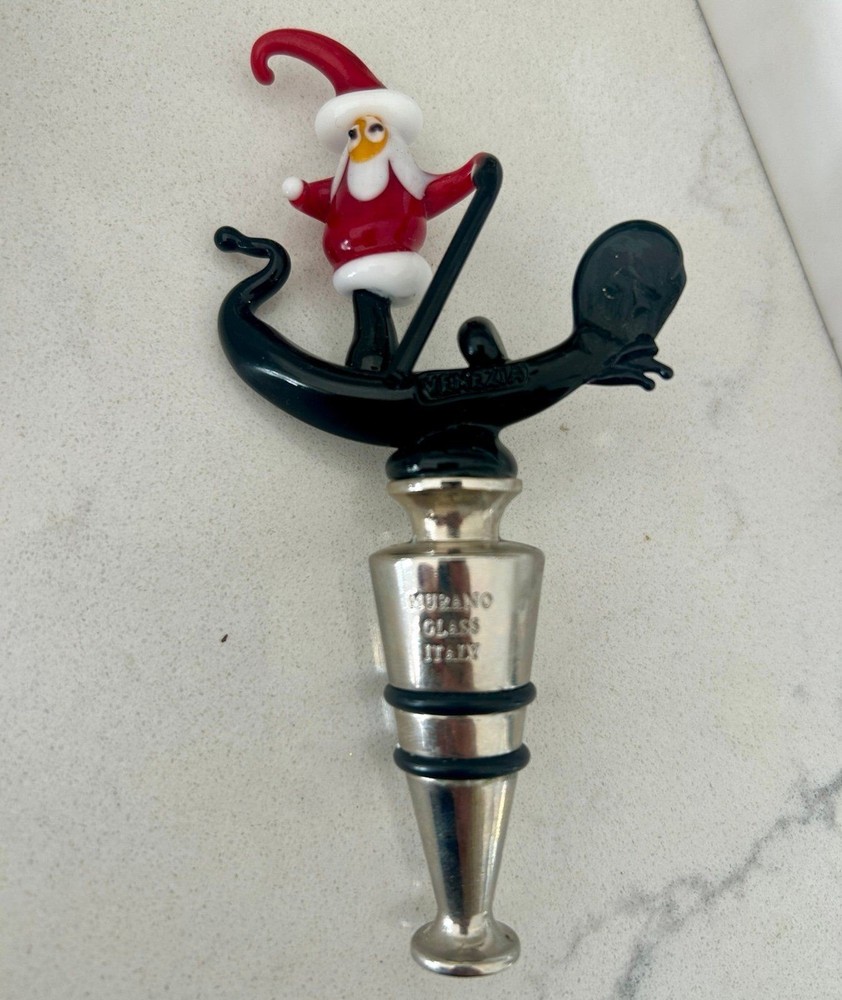 Murano glass santa wine stopped
