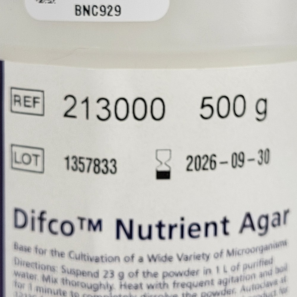 Becton BD Difco 213000 Nutrient Agar Powder Cultivation Microorganisms 500g