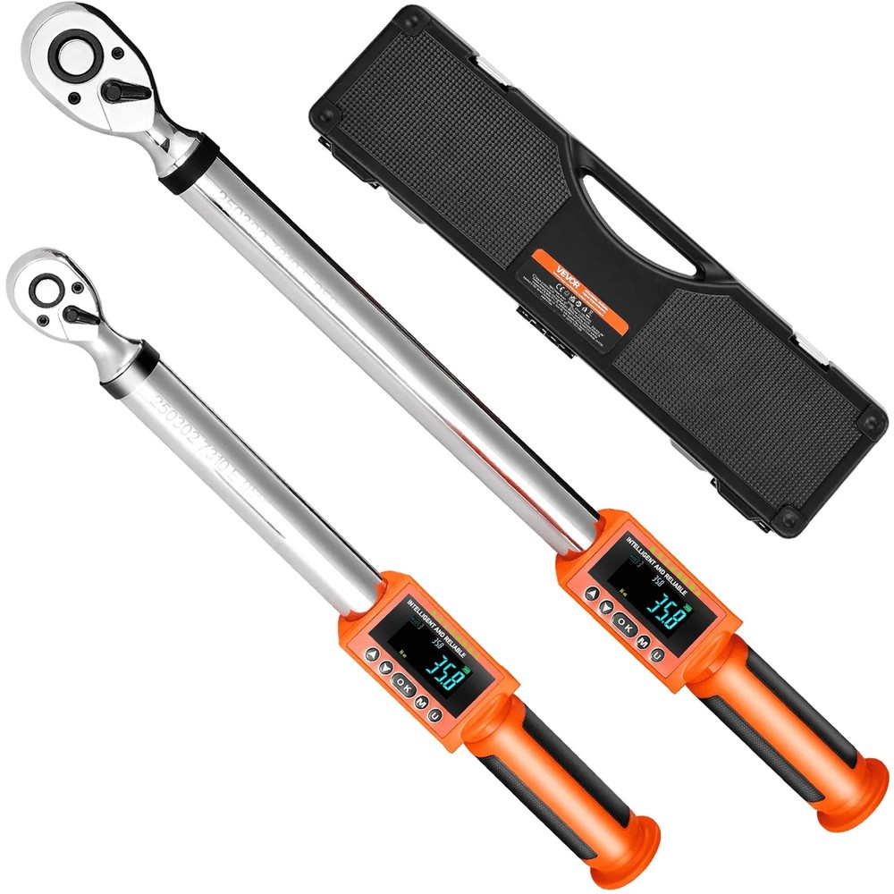 2-Pc Digital Torque Wrench Set, 1/2 & 3/8" Drive, 72-Tooth High-Accuracy Tools