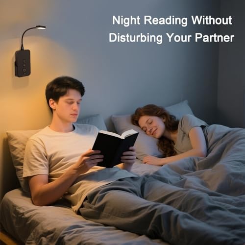Wall Mounted Reading Light: Dimmable LED Book Lights with Timer & 1Pack Black