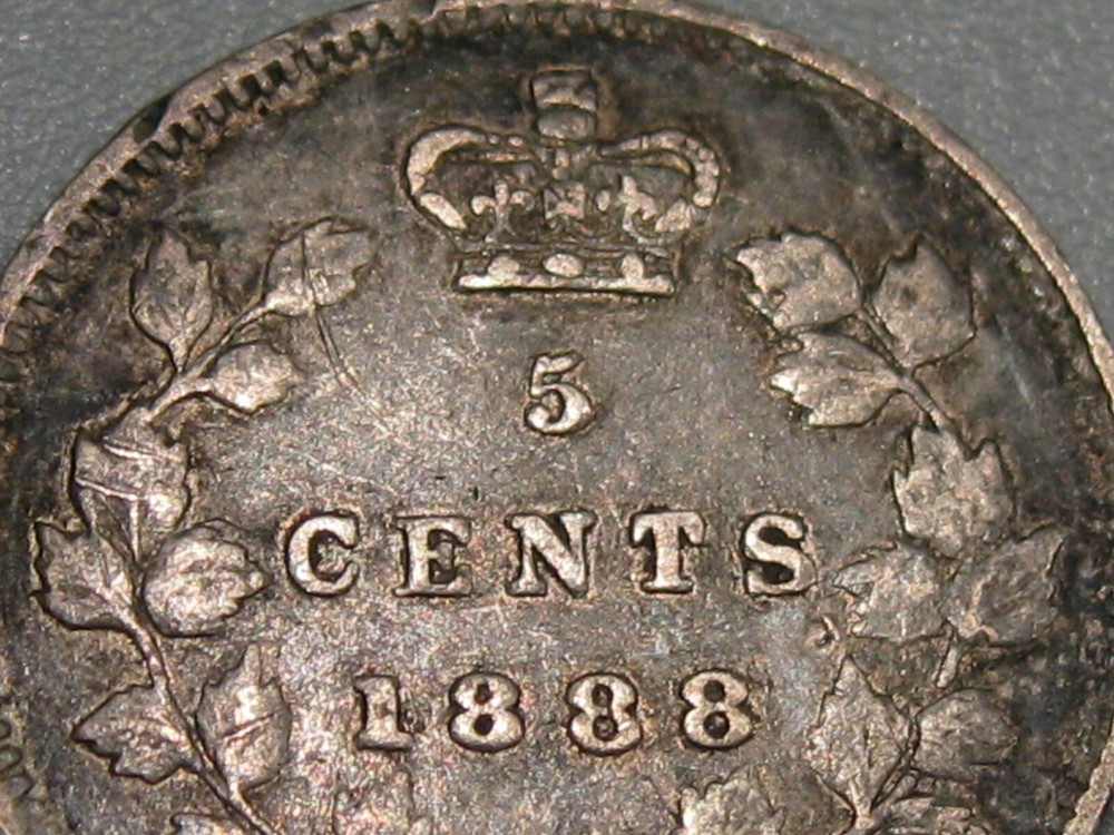 VF 1888 Silver 5¢ Cent CANADA. #101