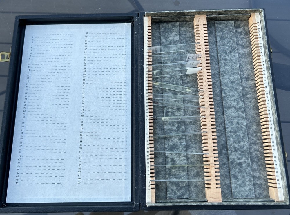 Microscopic Preparations Antique Microscope Slide Carrying Case Black