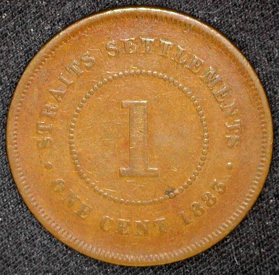 STRAITS SETTLEMENTS 1883 CENT KM9 FINE ~FCS-876