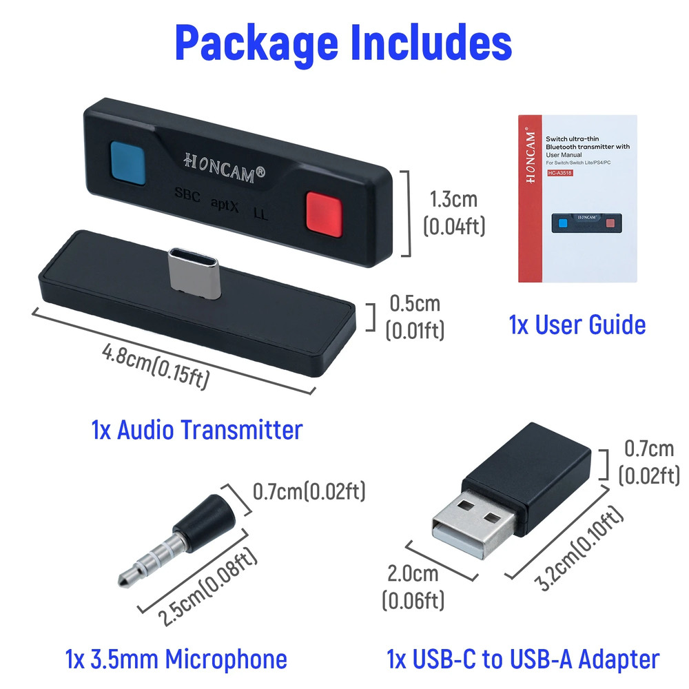 Ultra Thin Bluetooth USB Audio Adapter for the Switch / PS4 / PS5 / PC