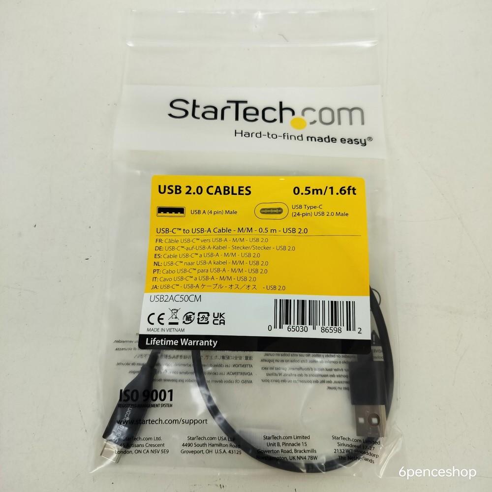 StarTech 0.5m USB C to USB A Male Cable
