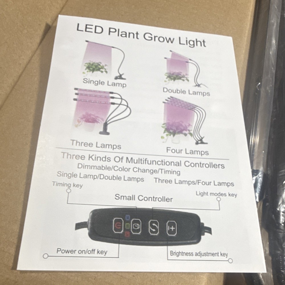 LED Grow Light Dimmable Color Change Timing Digital Controller Indoor Black