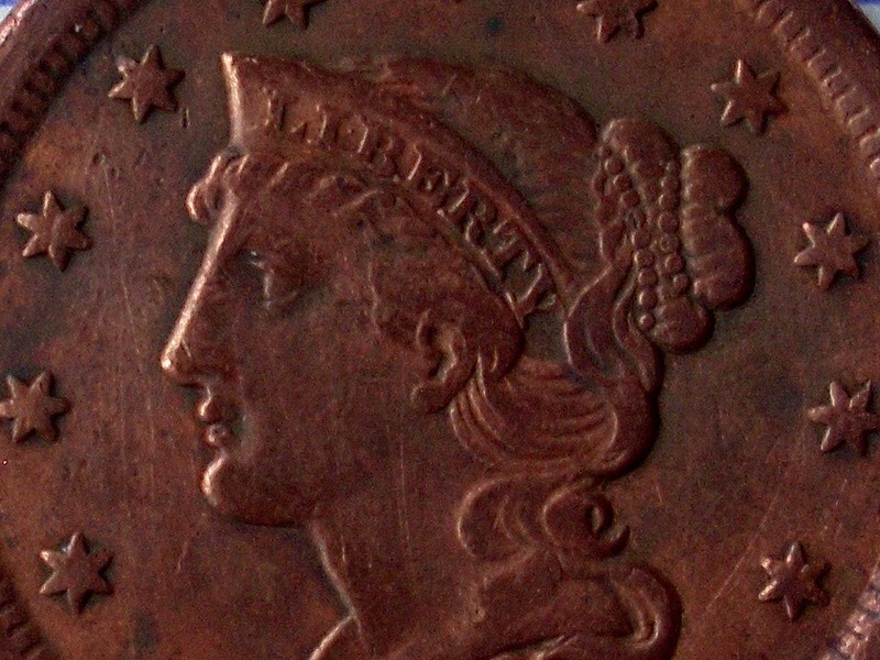 USA 1846, Original One Large Cent, small date - AU / MS