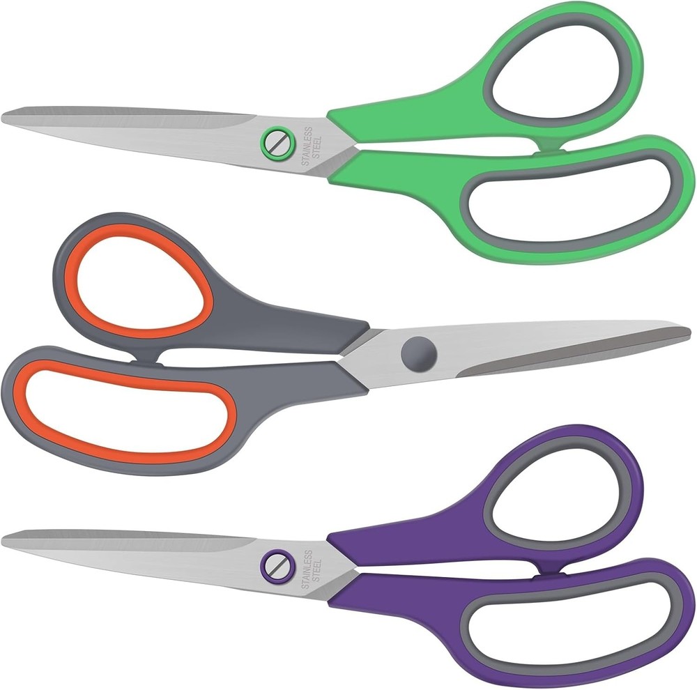3 Pack Scissors Set, 8.3" Heavy Duty Scissors with 25 mm Thickness Sharp Blad...