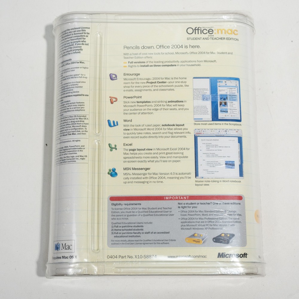 Microsoft Office 2004 MAC Student & Teacher Edition - NOS Sealed NEW