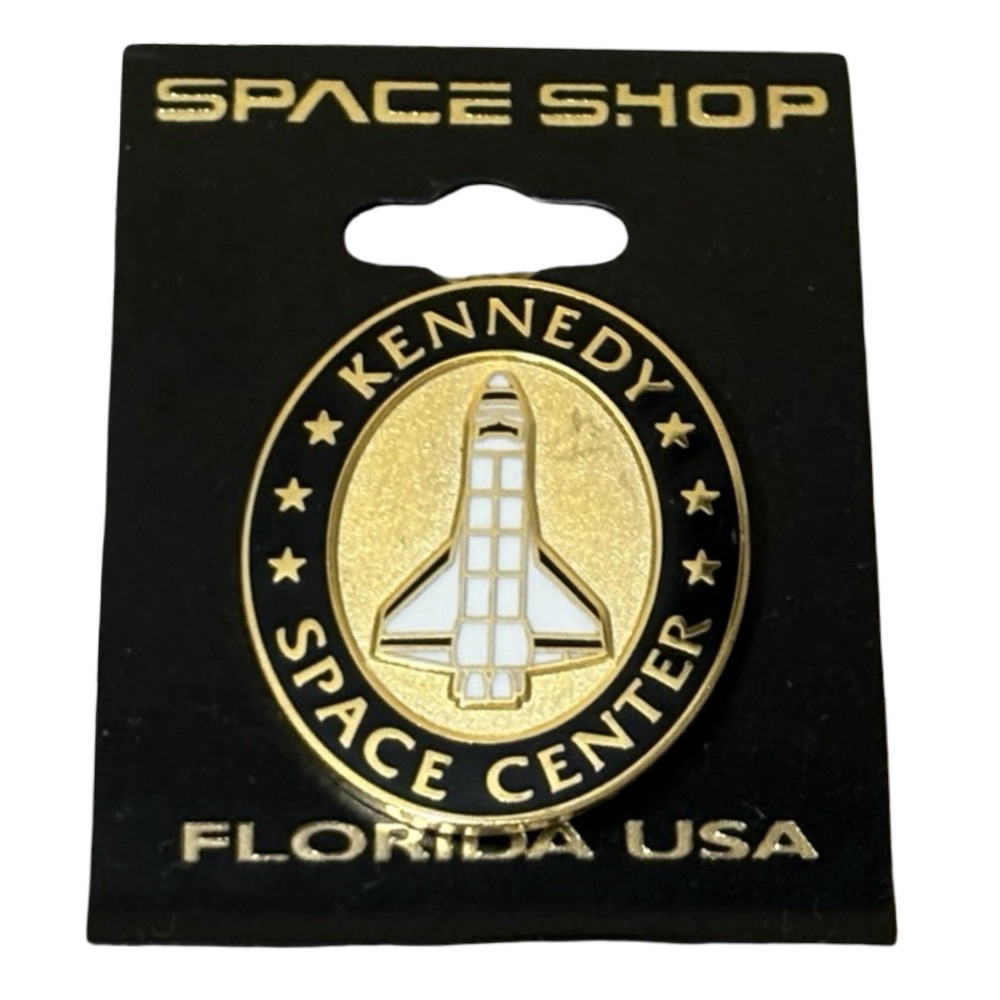 Kennedy Space Center Shuttle Gold Black Oval Pin