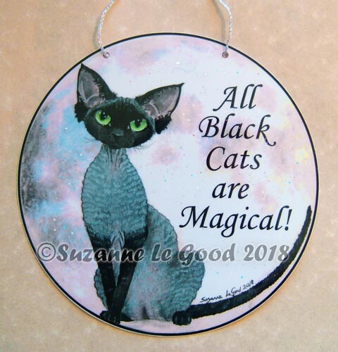 Devon Rex art cat painting laminated sign from original Suzanne Le Good
