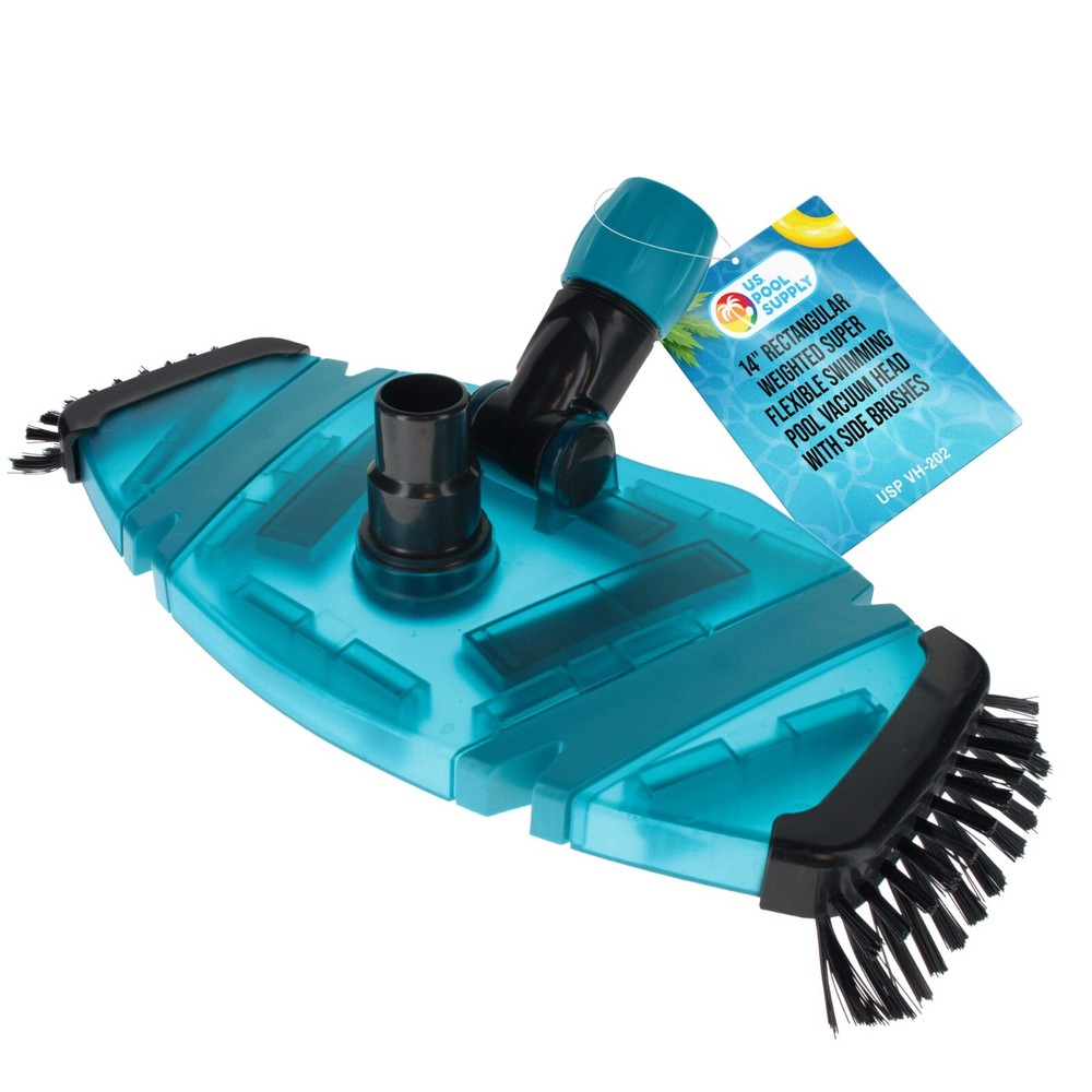 14" Rectangular Weighted Super Flexible Swimming Pool Vacuum Head - Side Brushes