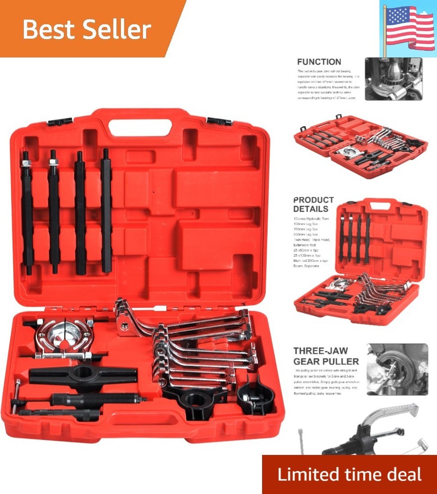 10 Ton Hydraulic Gear Jaw Pulling Bearing Separator Puller Set Kit