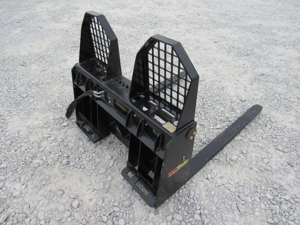 48″ Hydraulic Sliding Walk Through Pallet Fork Set Skid Steer Quick Attach
