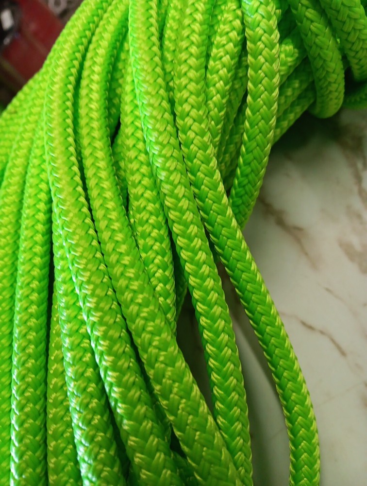 1/4 " x 100 ft. Double Braid-Yacht Braid Polyester rope.Lime. Made in USA.