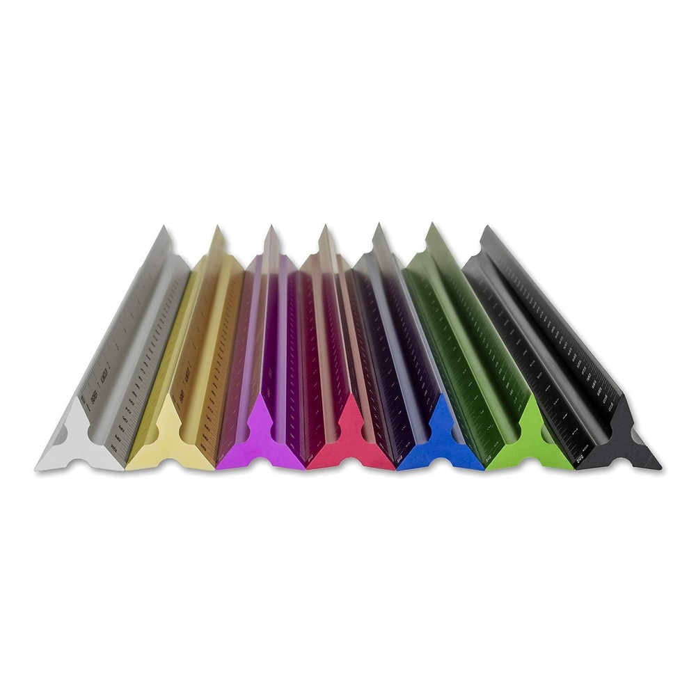 Alumicolor Aluminum Architect Solid Drafting Scale, 12IN, Black 12 Inch